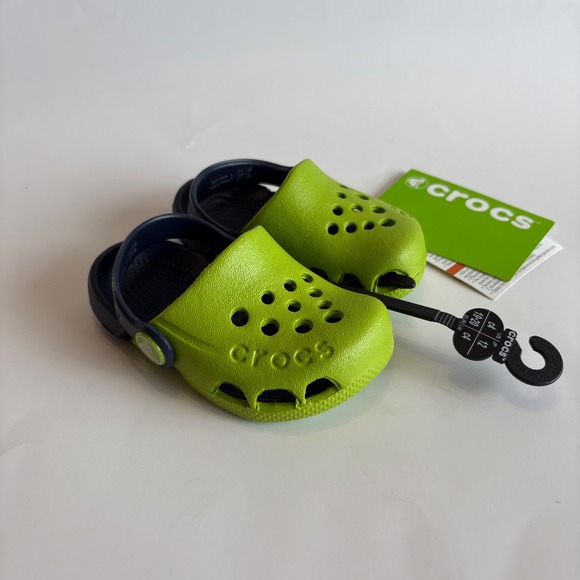 CROCS‎ Infant C4 Green Navy Clogs - Picture 1 of 6